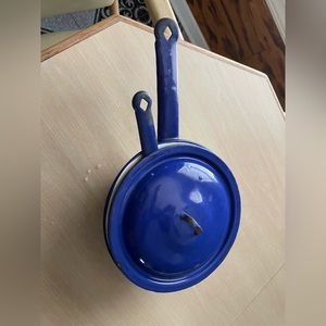 Vintage blue and white enamelware